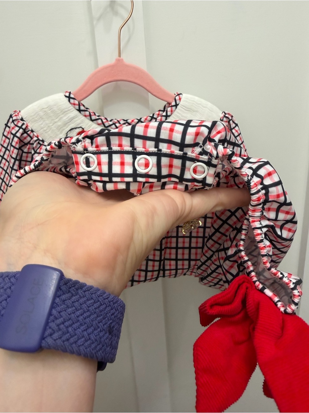 Sew Magnolia Smocks Georgia Bulldogs Smocked Plaid Bubble with Football - Picture 4 of 7
